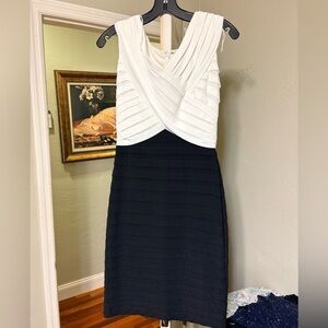 Adrianna Papell Black and White Midi Dress